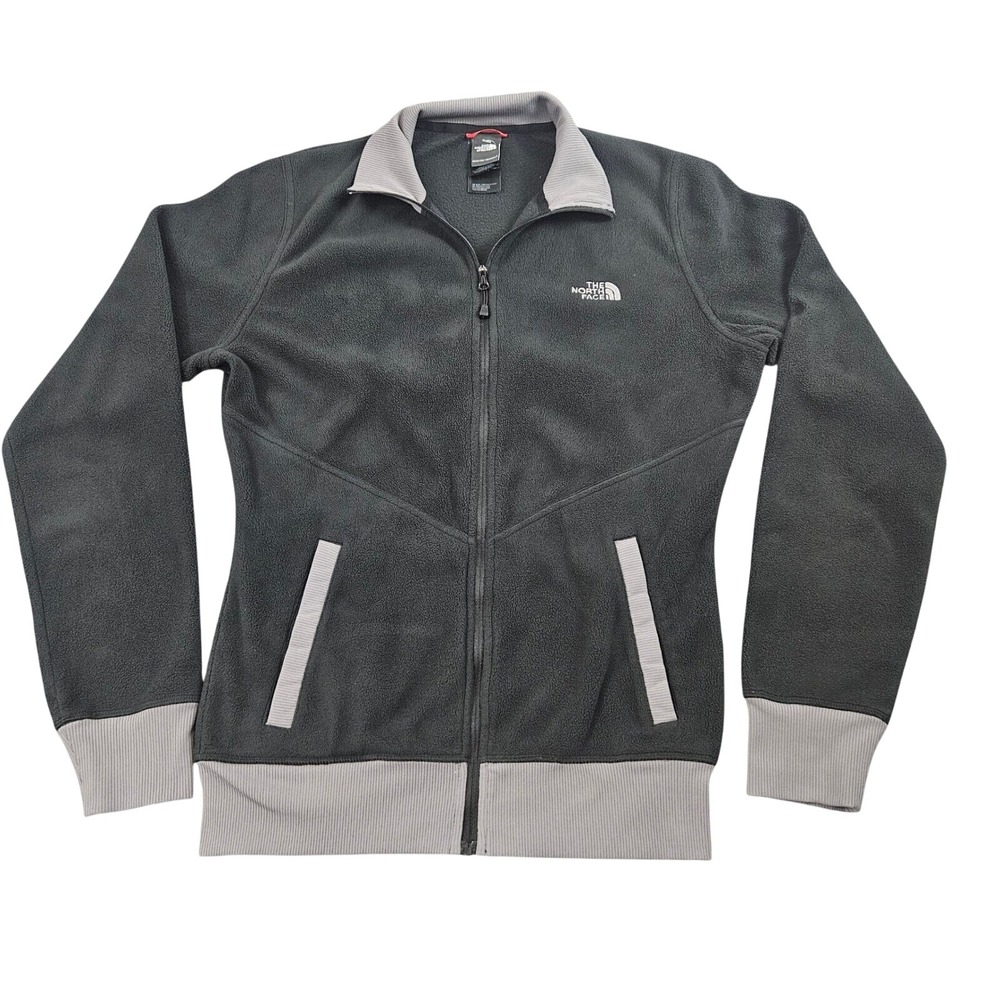 The North Face Fleece Jacket Womens Medium Black Grey Full Zip Active Outdoors